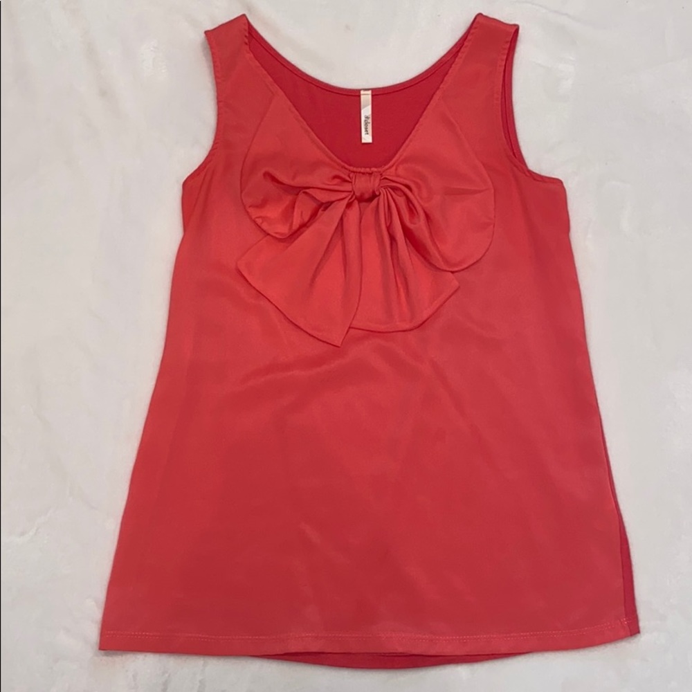 Coral bow front sleeveless top